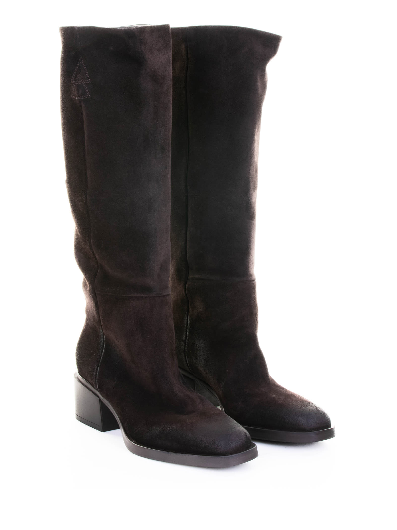 Elena Iachi Ebony Suede Zip-up Boot In Brown