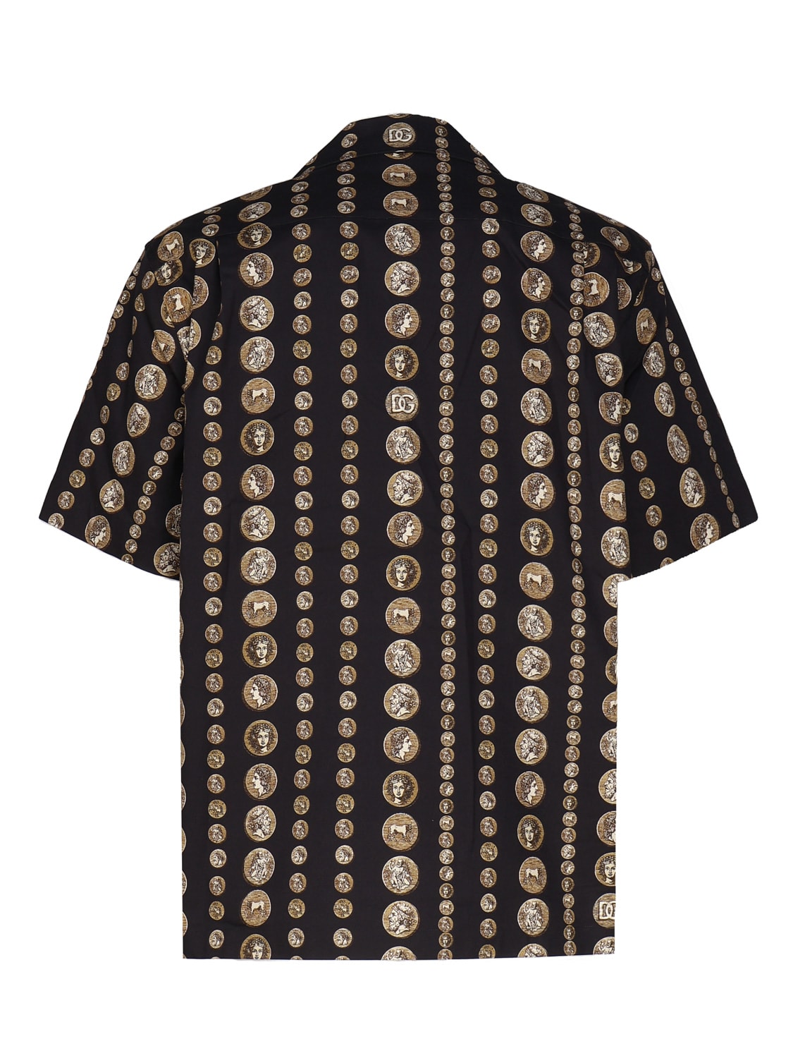 Shop Dolce & Gabbana Hawaii Drill Stretch Shirt With Coin Print In Black