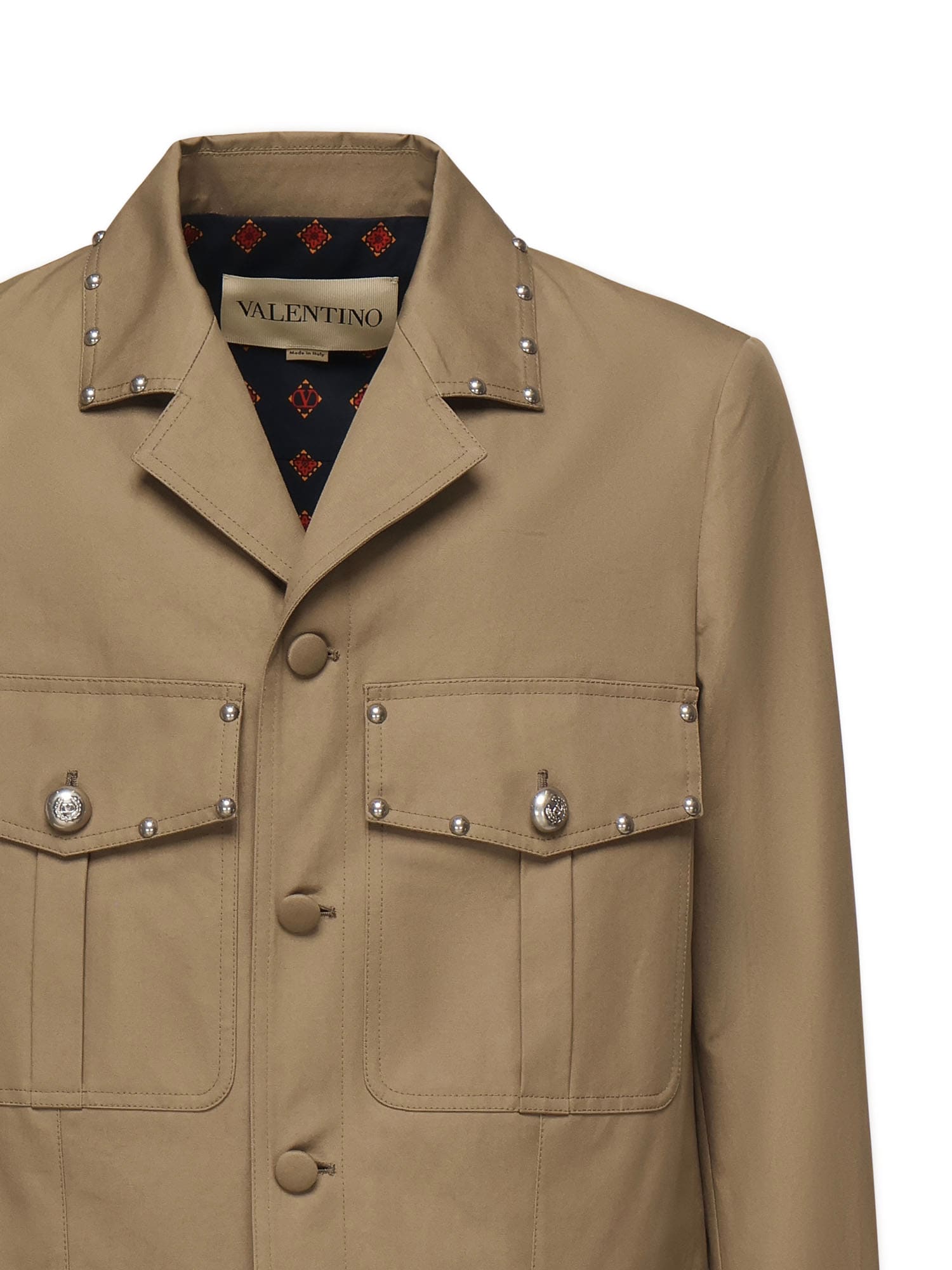 Valentino Safari Jacket With Long Sleeves And Flap Pockets In Nude