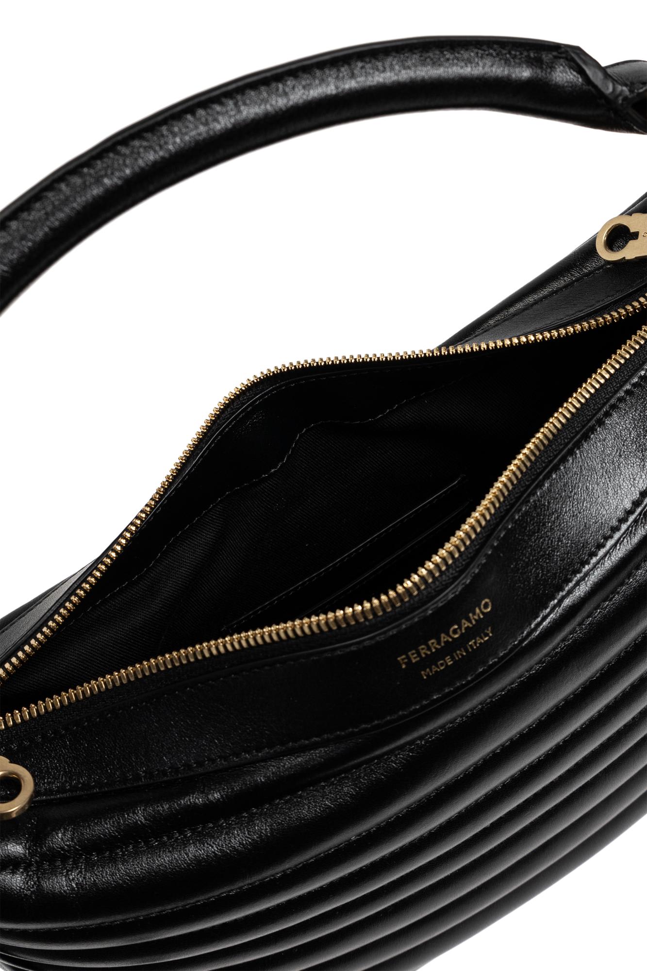 Shop Ferragamo Quilted Shoulder Bag In Nero