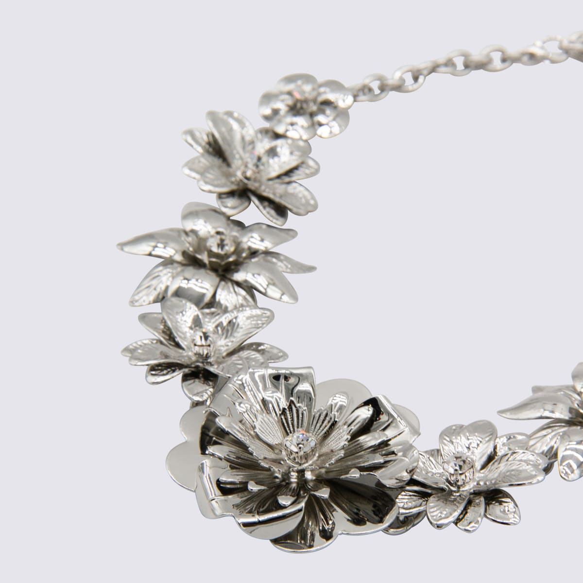 Blumarine Floral-embellished Chain Necklace In Metallic