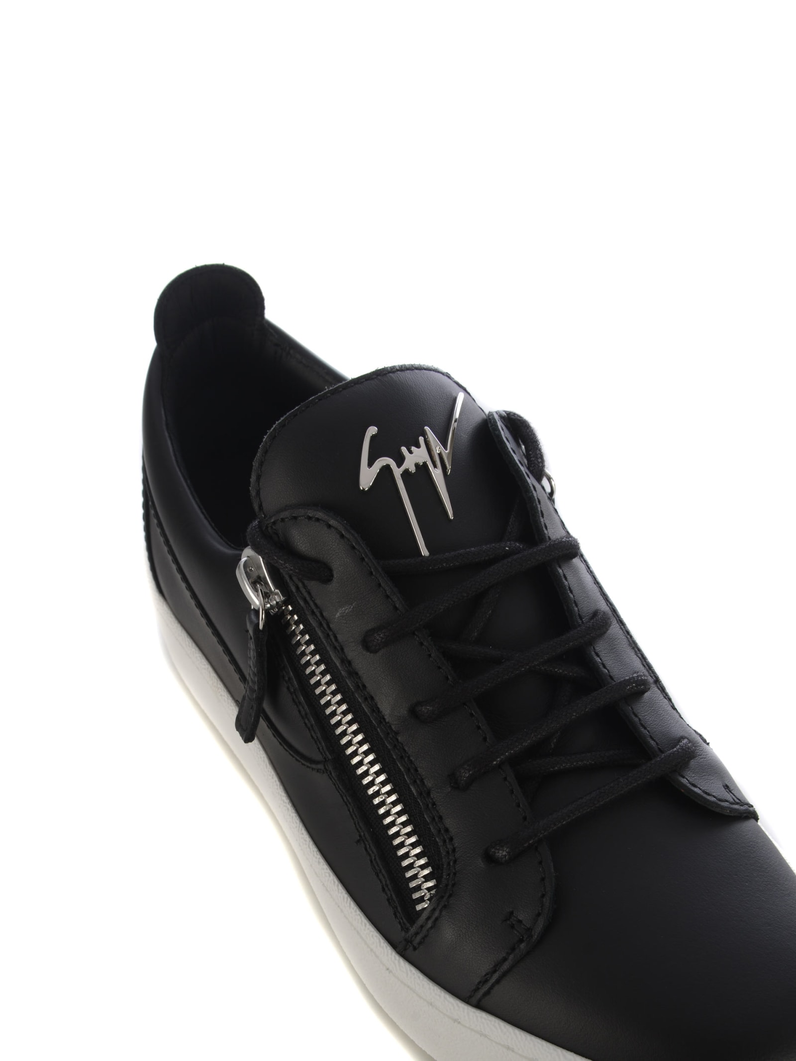Shop Giuseppe Zanotti Sneakers  Frenkie In Leather In Nero