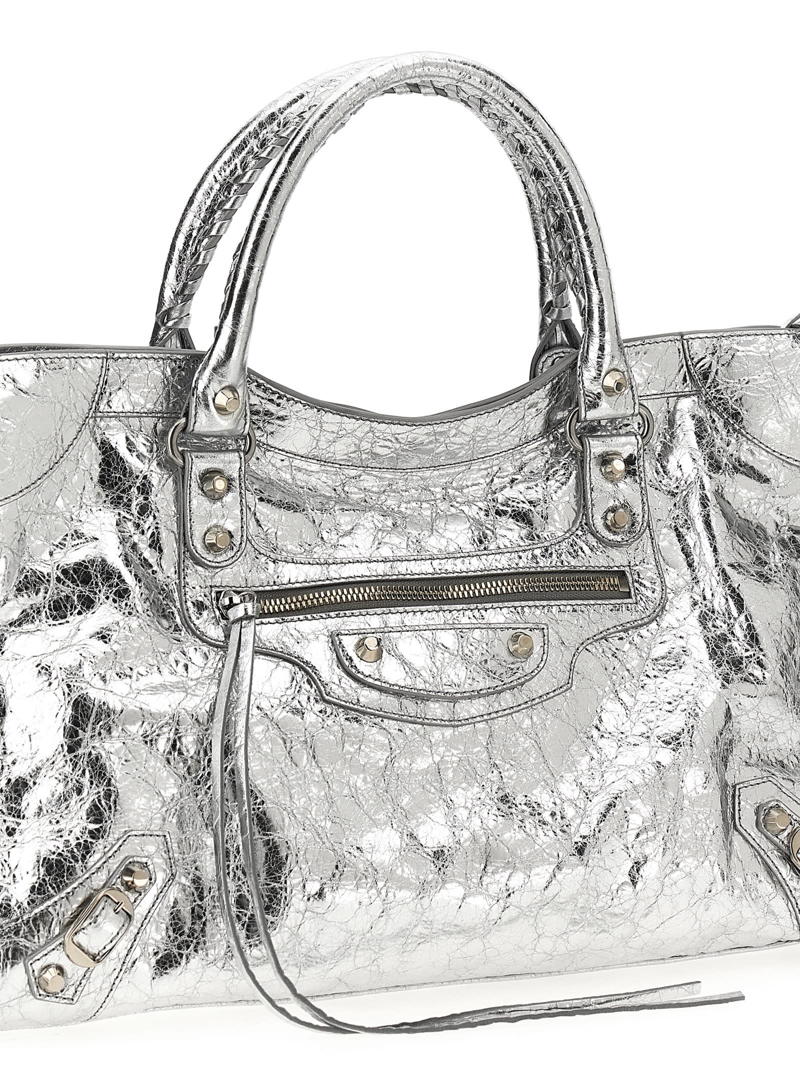 Balenciaga Le City Medium Handbag In Silver