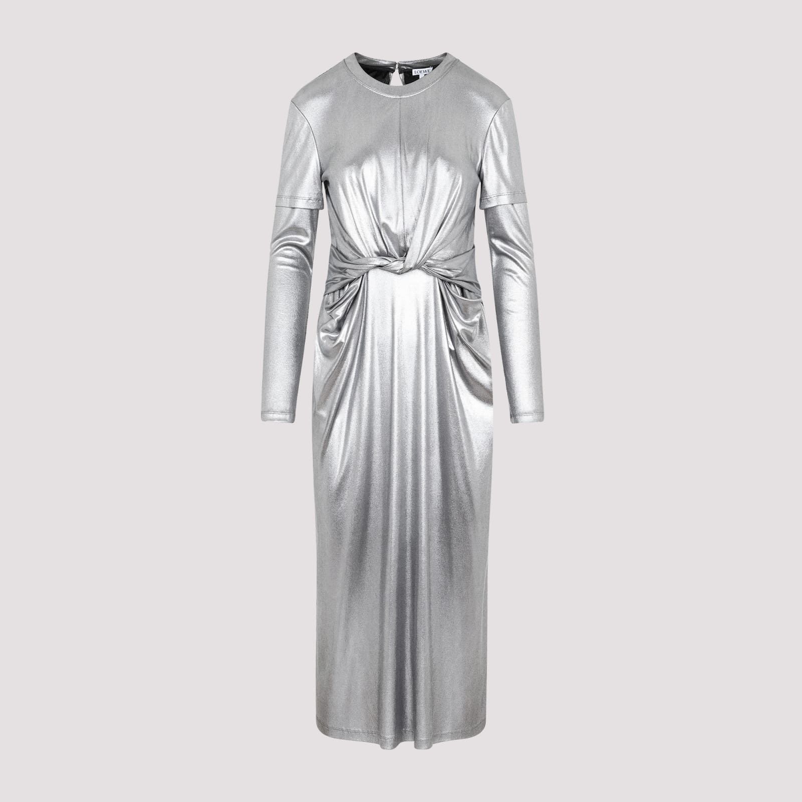 Shop Loewe Draped Dress In Black Silver