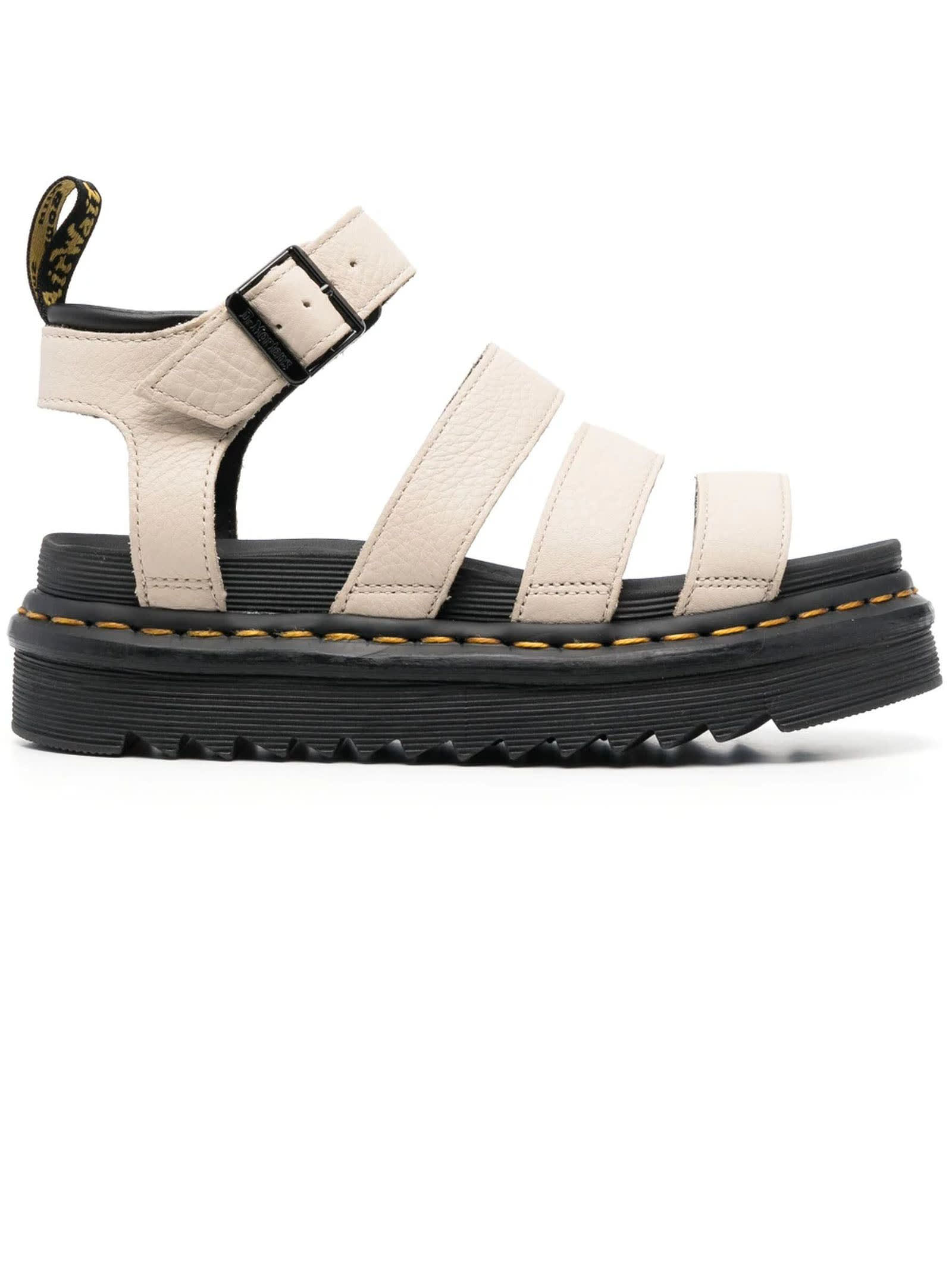 Dr. Martens Beige Leather Blaire Platform Sandals In Beige
