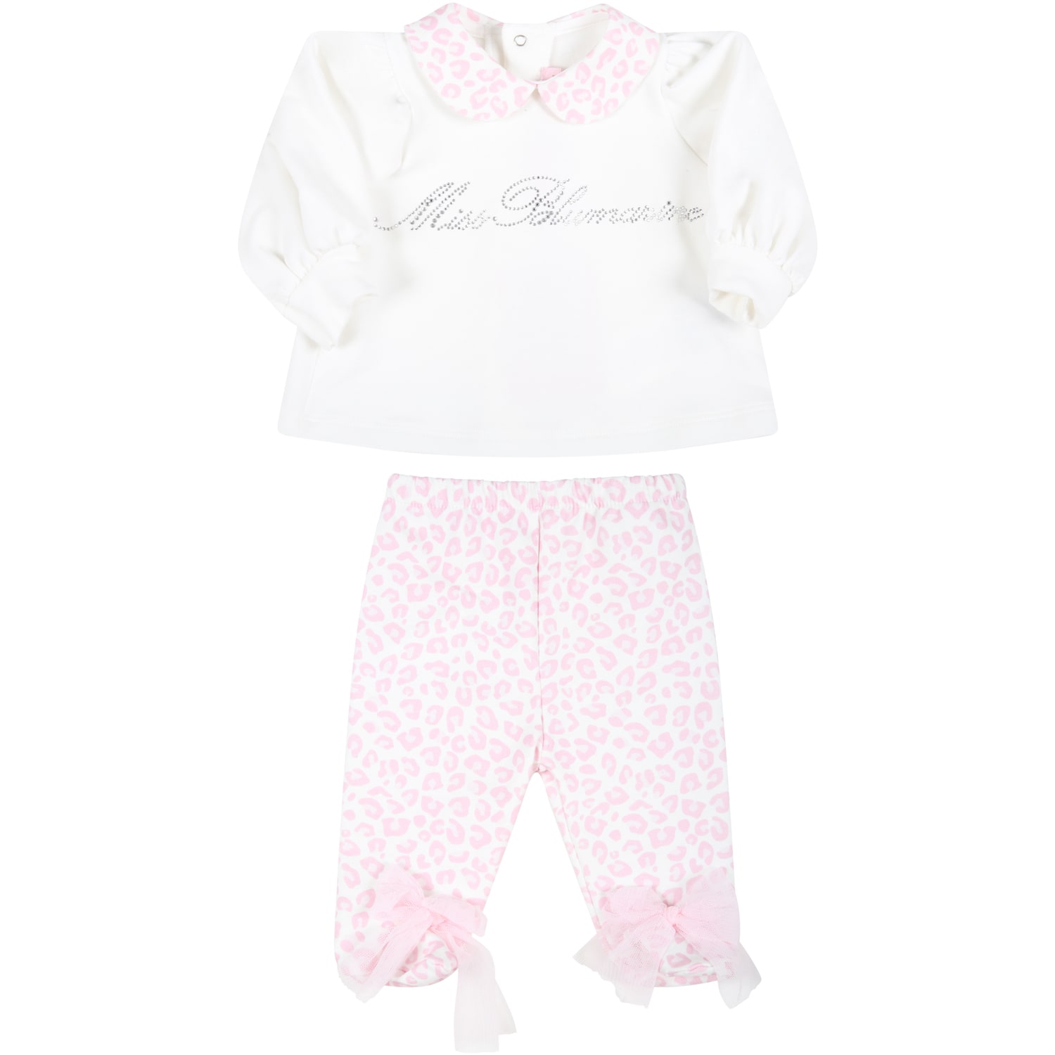 Blumarine Pink Set For Baby Girl With Animalier Print