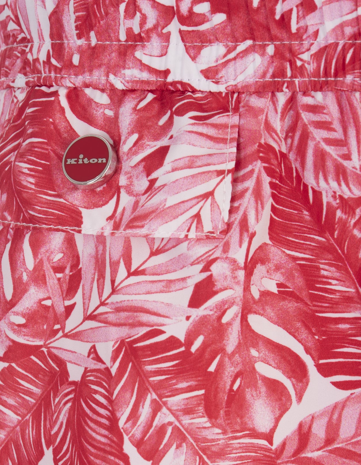 Shop Kiton White Swim Shorts With Pink Foliage Print