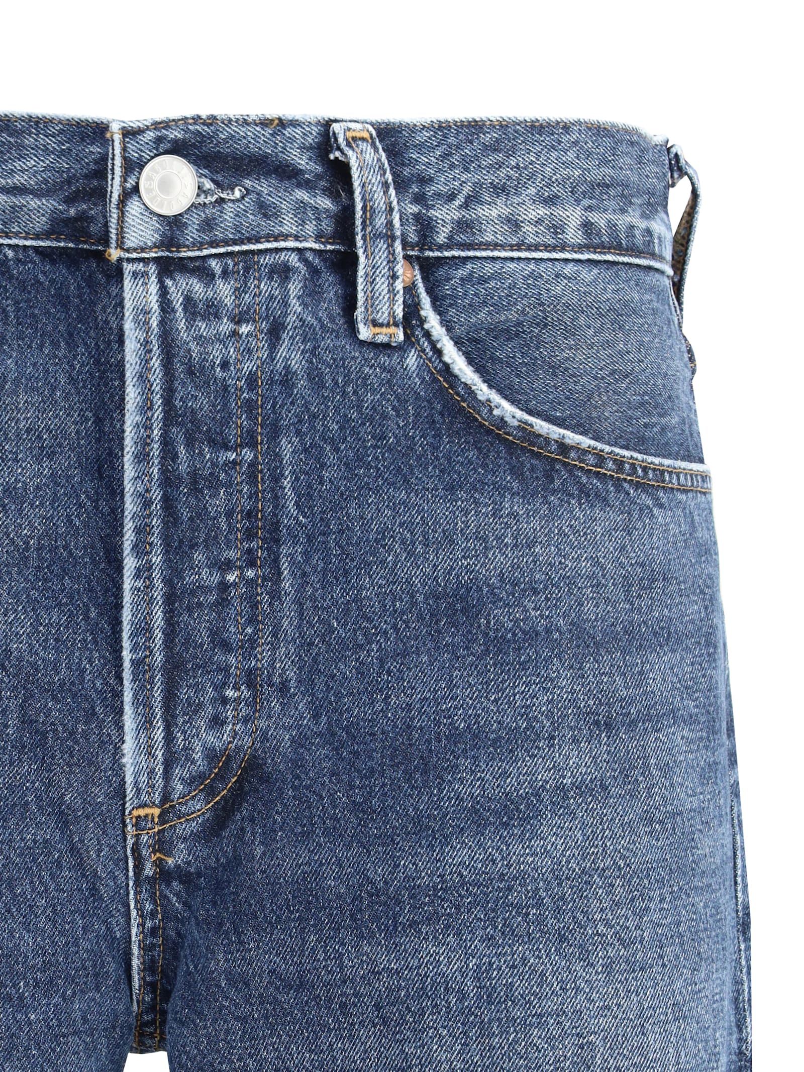 Agolde Blue Cotton Straight-leg Jeans In Blue