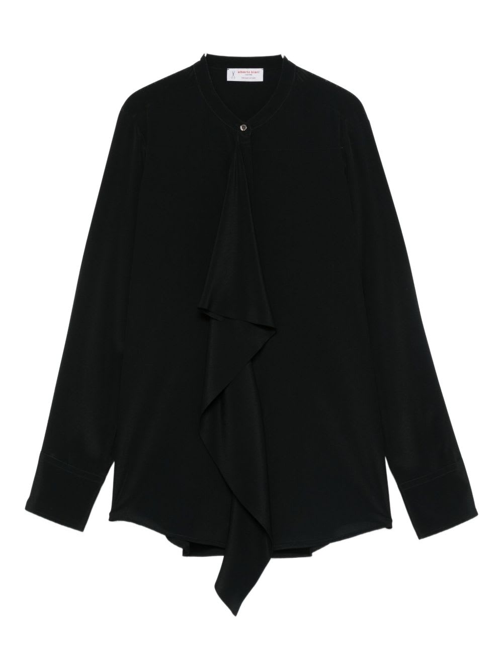 Alberto Biani Long Sleeve Top Ruffle Detail In Black