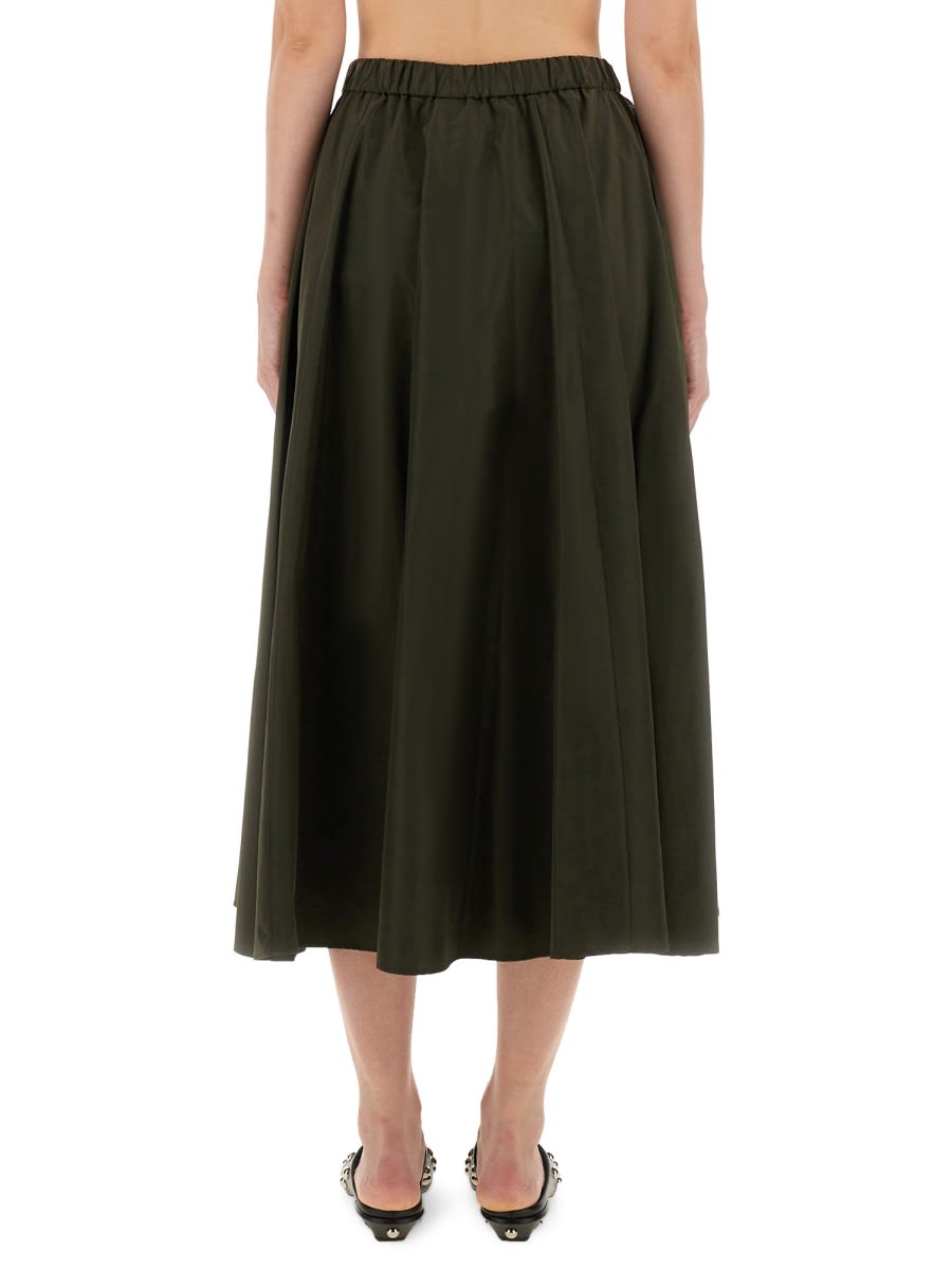Aspesi Expanded Midi Skirt With Elastic Waistband In Brown