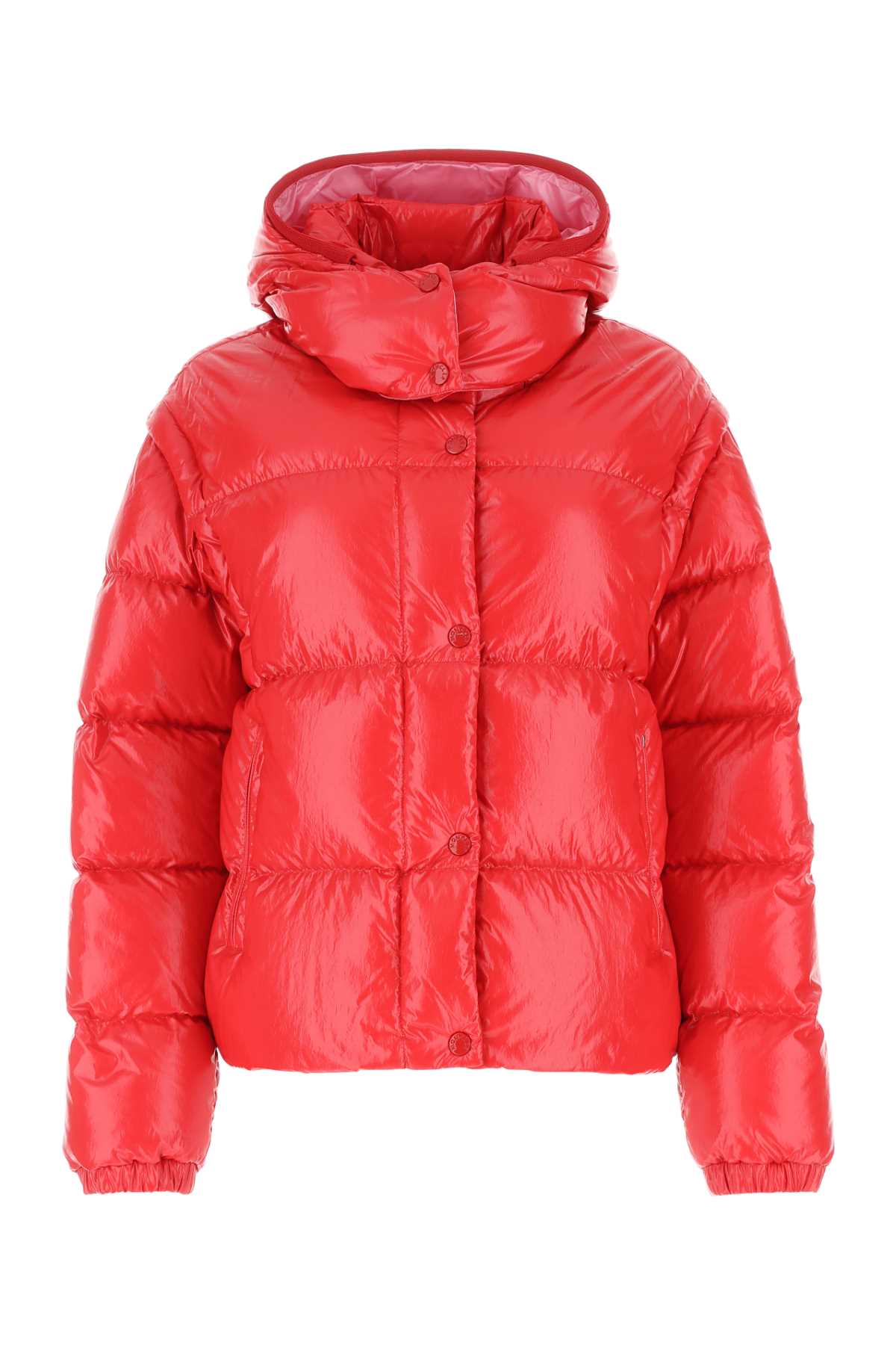 Shop Moncler Red Cotton Blend Mauleon Down Jacket