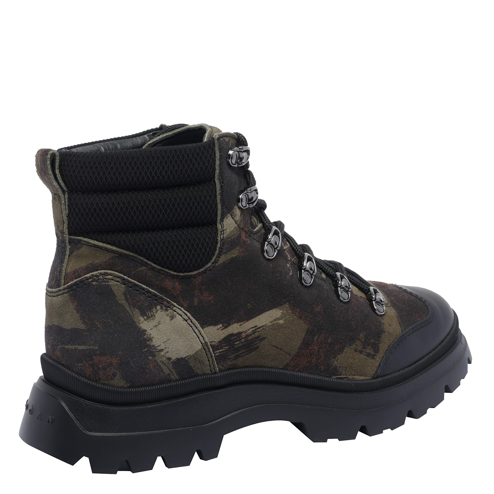 Hogan Camouflage High-top Leather Booties In Green