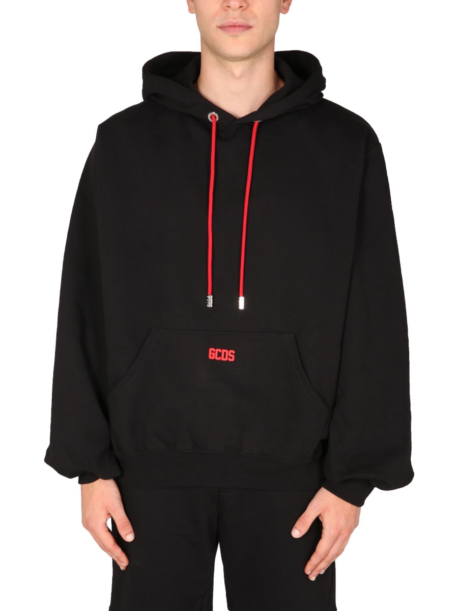 Shop Gcds Sweatshirt With Rubber Logo In Black