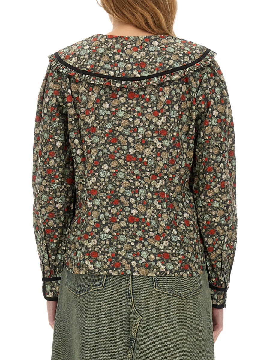 Shop Ganni Floral Print Shirt In Multicolour