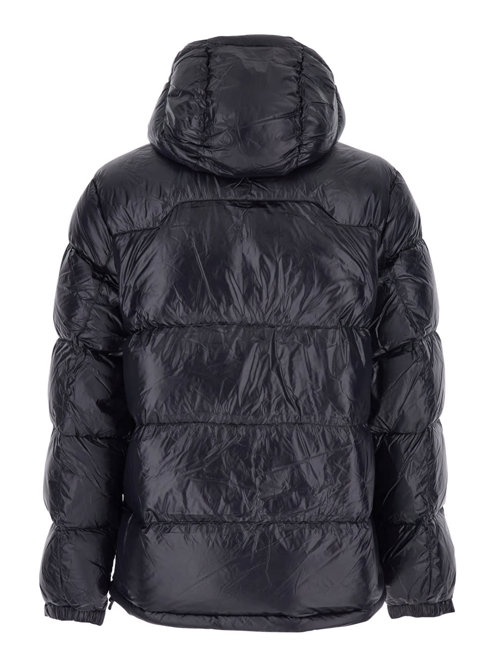 Polo Ralph Lauren Black Down Jacket With Patent Effect And Embroidered Pony Logo On Chest In Tech Fabric Man In Black