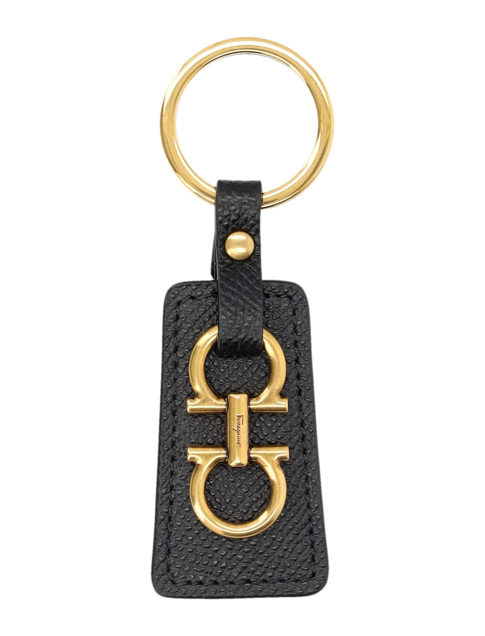 Shop Ferragamo The Gancini Keyring In Nero