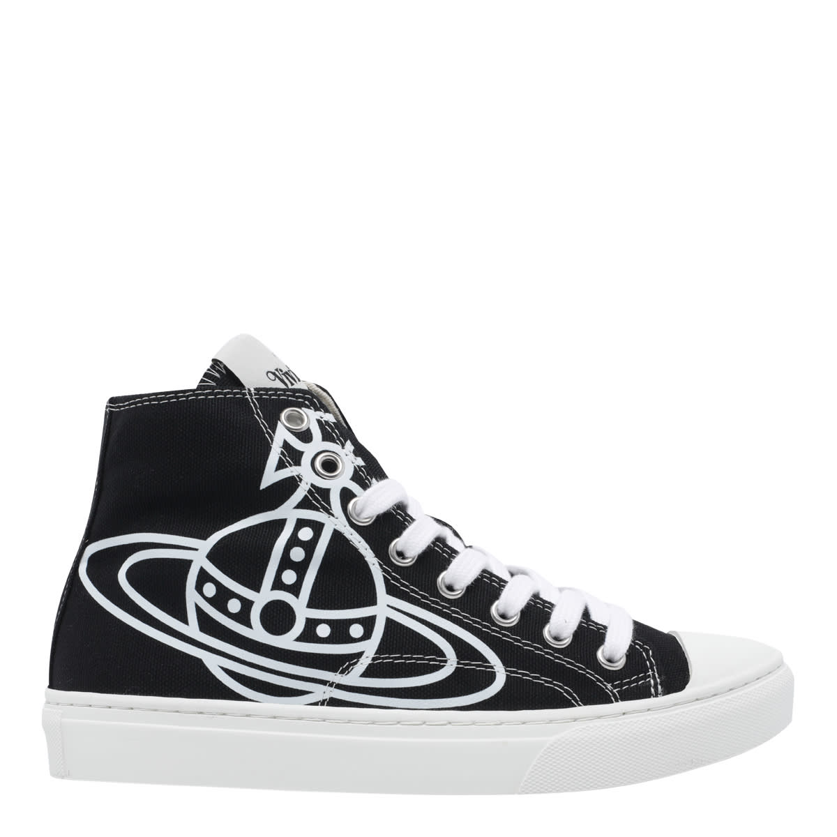 Vivienne Westwood High-top Sneakers With Graphic Emblem And Textured Sole In Black
