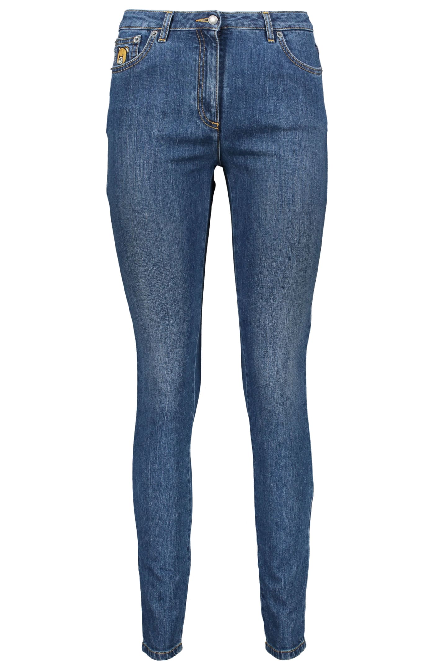 Shop Moschino 5-pocket Skinny Jeans In Denim