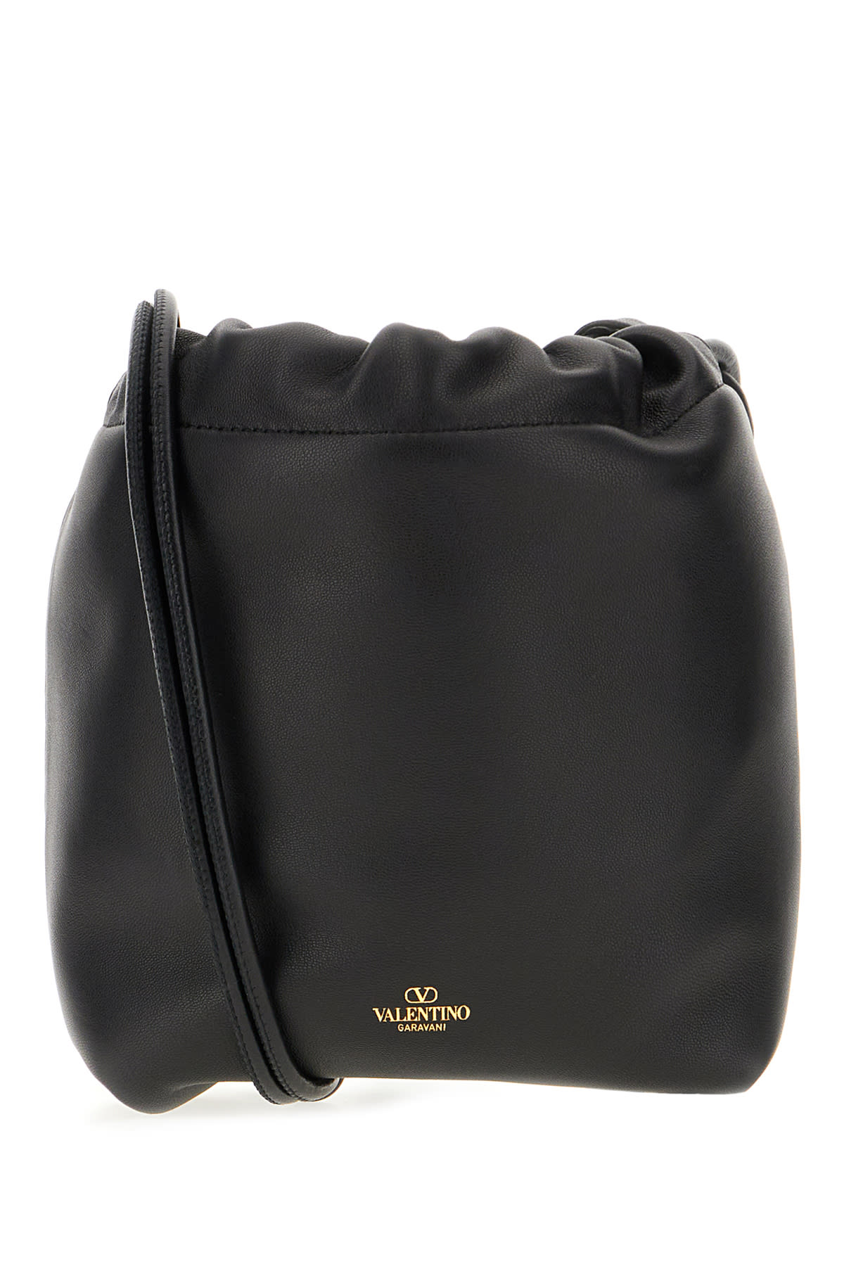 Shop Valentino Black Nappa Leather Bucket Bag In Nero