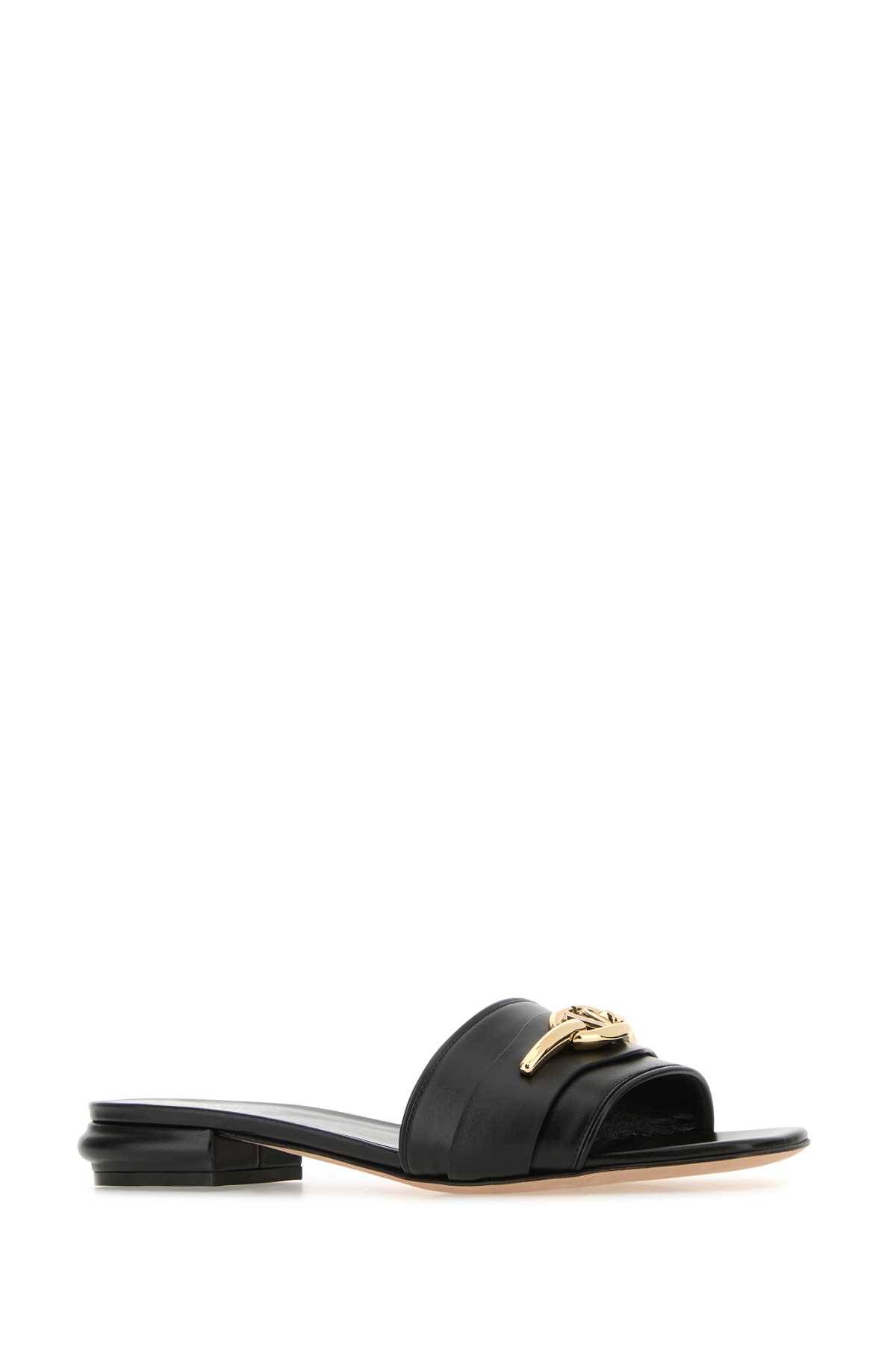 VALENTINO GARAVANI BLACK LEATHER SLIPPERS 