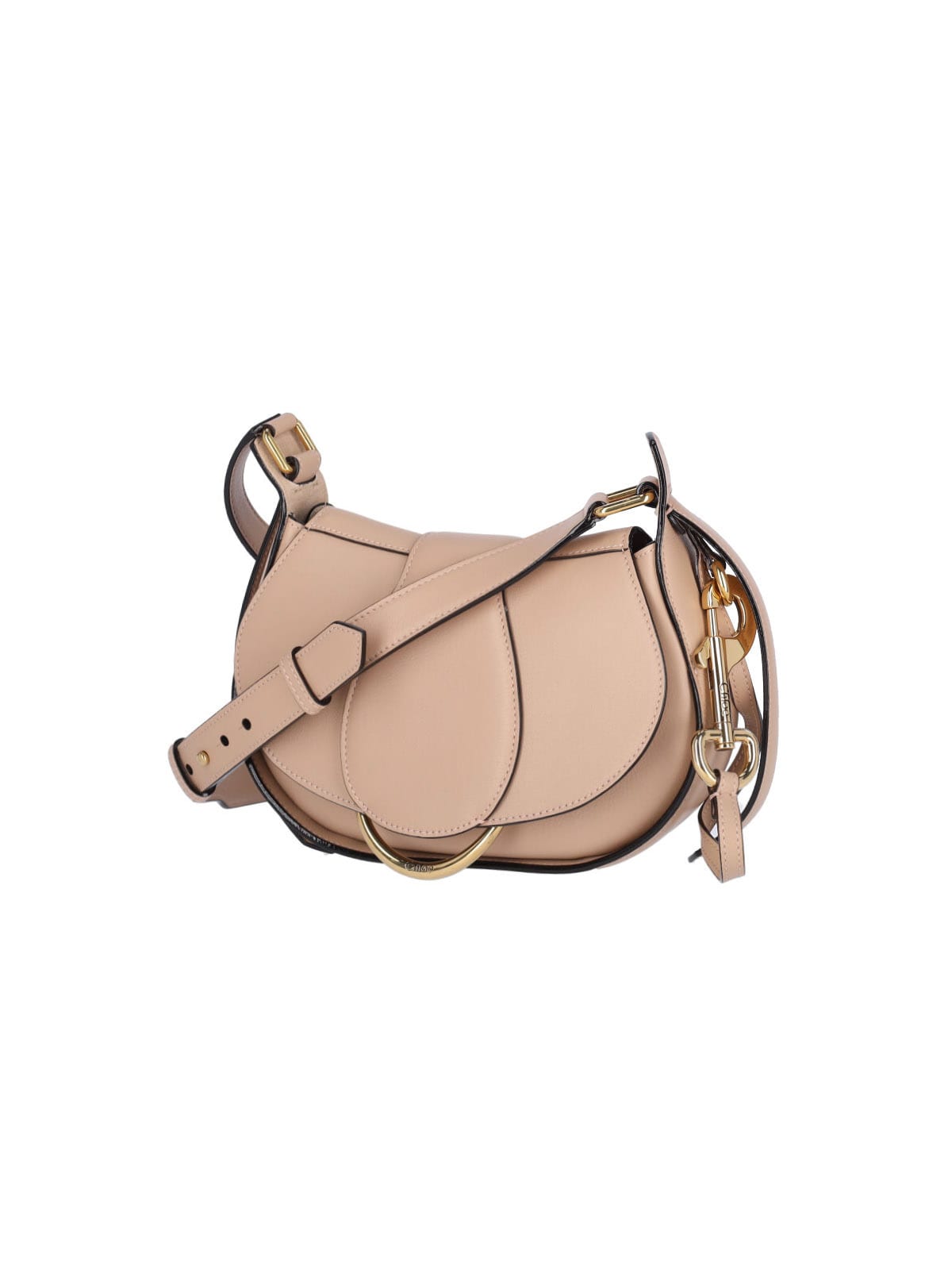 Chloé Floral Grey Calfskin Bag With Adjustable Shoulder Strap In Beige