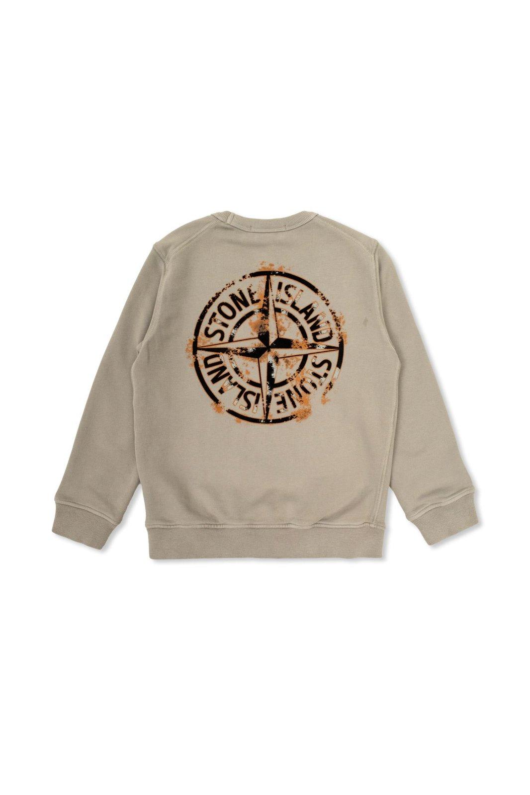 Stone Island Logo Printed Jersey Sweatshirt In Dust