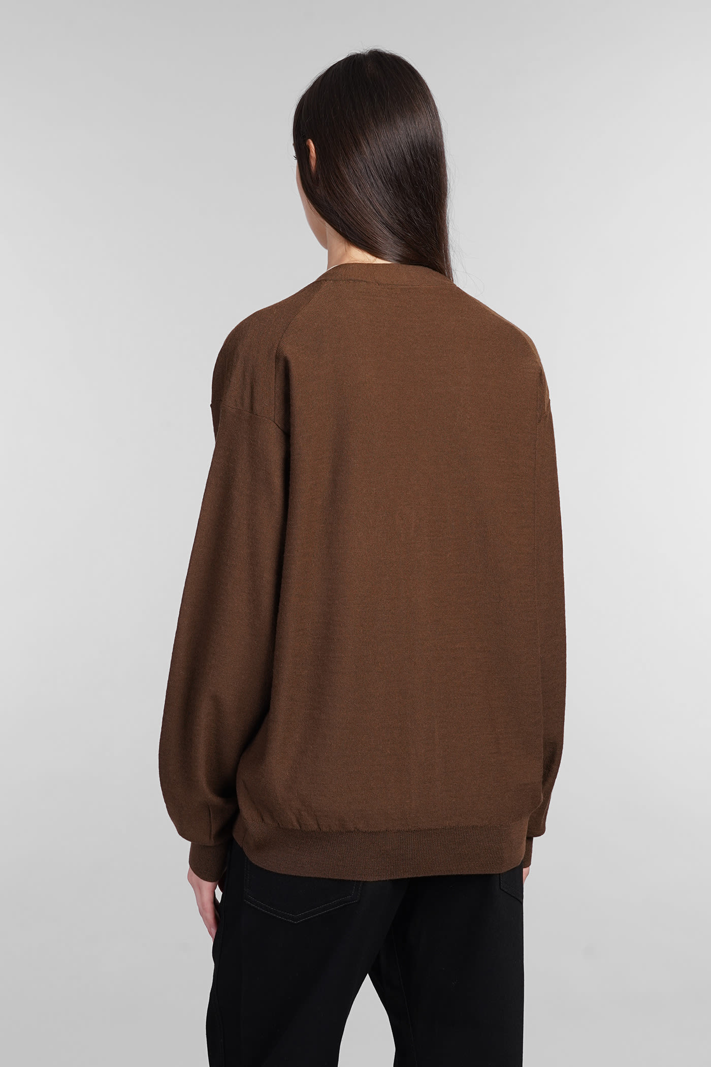 Shop Lemaire Cardigan In Brown Wool