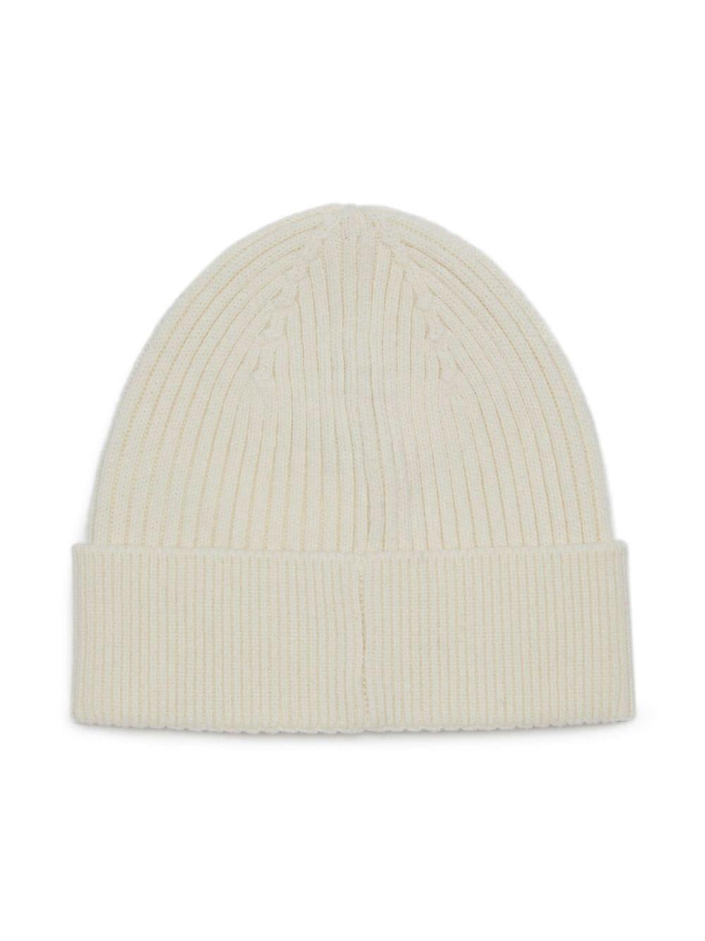 Diesel K-coder-h Logo Patch Ribbed Beanie In White