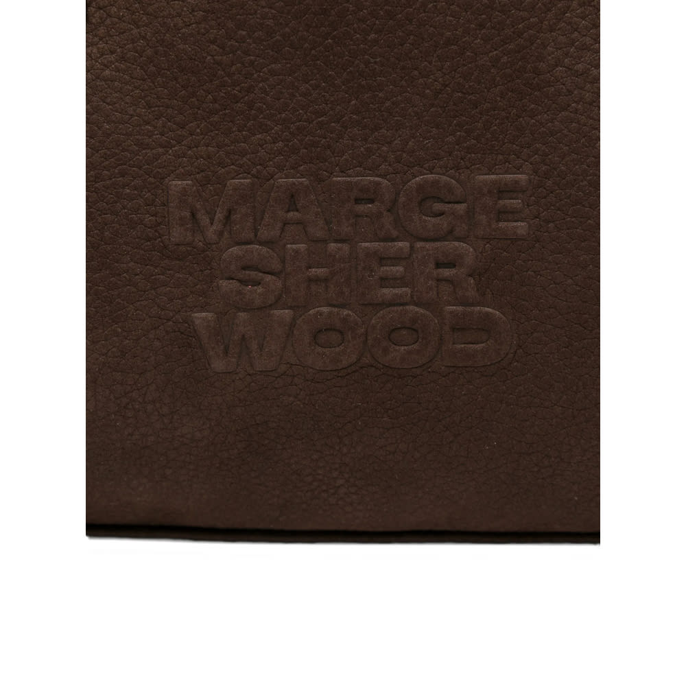 Margesherwood 'boston' Brown Shoulder Bag With Embossed Logo Lettering On The Front In Leather Woman In Brown