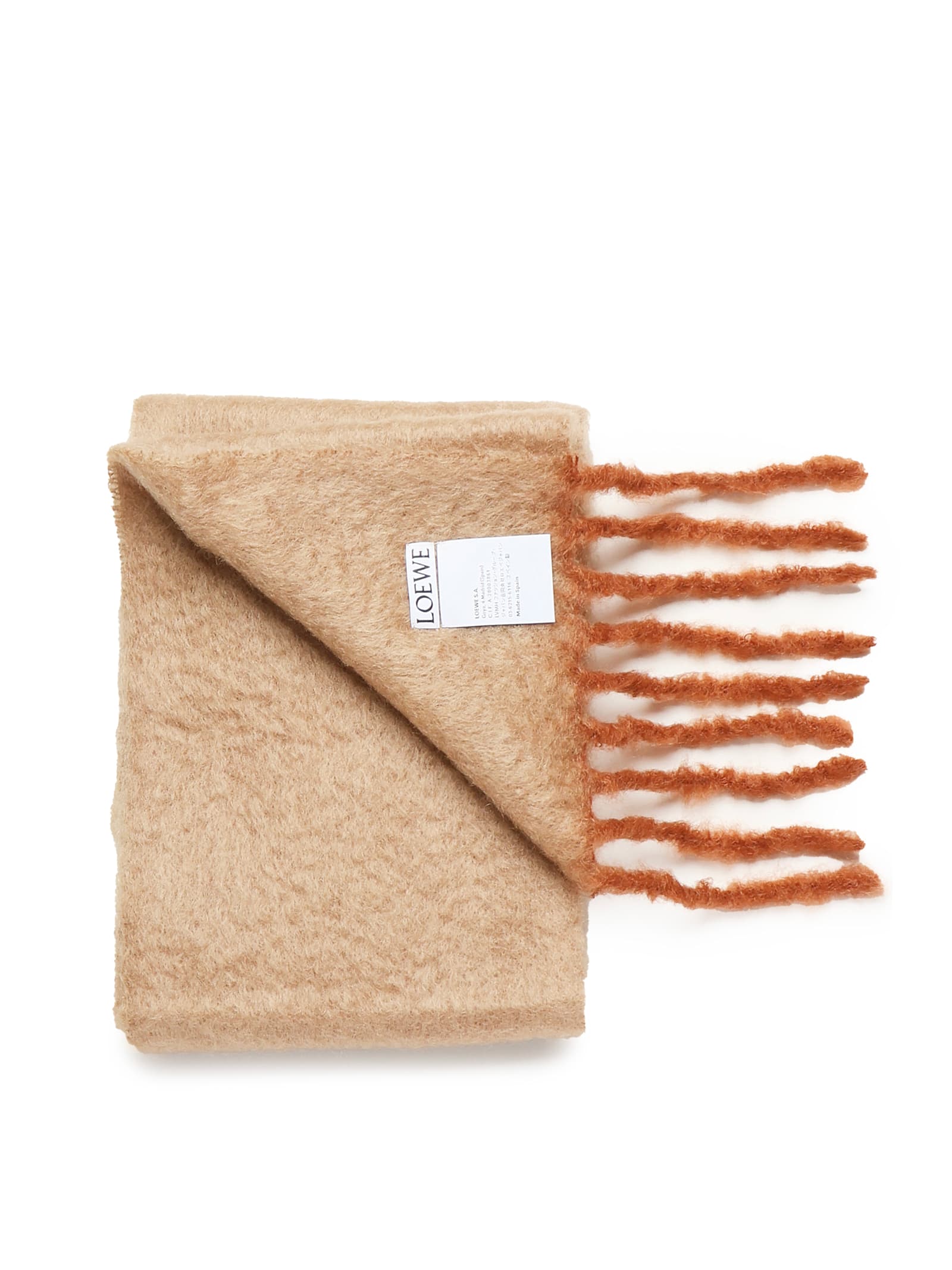 Loewe Fringed Leather-patch Scarf