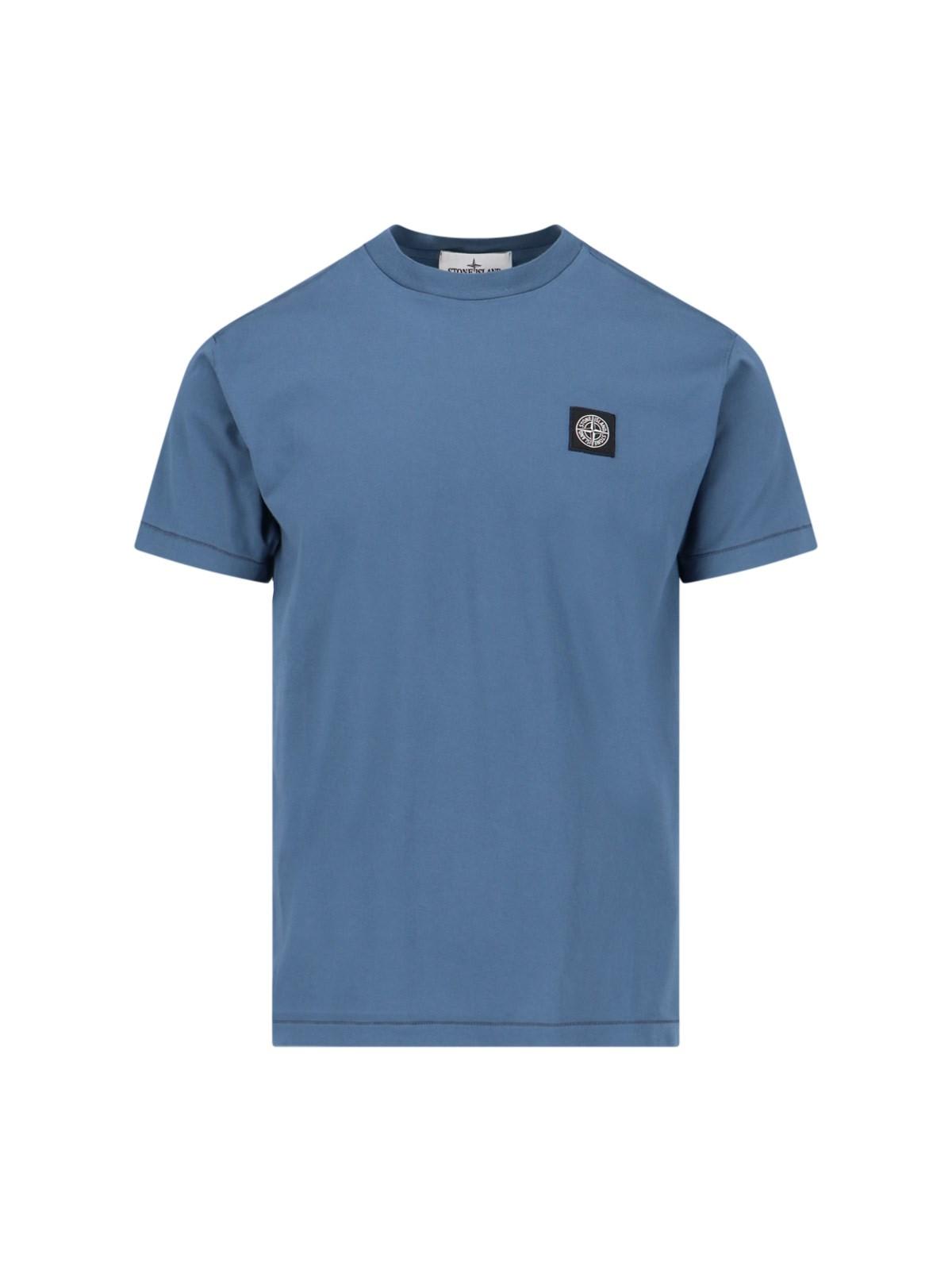 Shop Stone Island Logo T-shirt In Blue