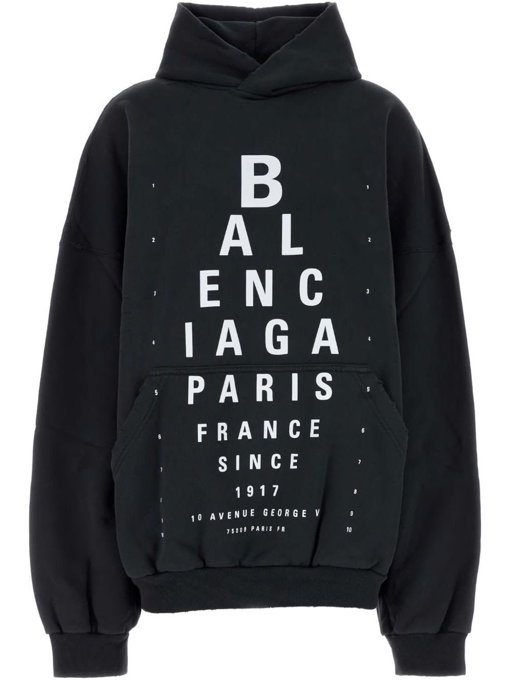 Balenciaga Optical Black Washed Oversized Hoodie