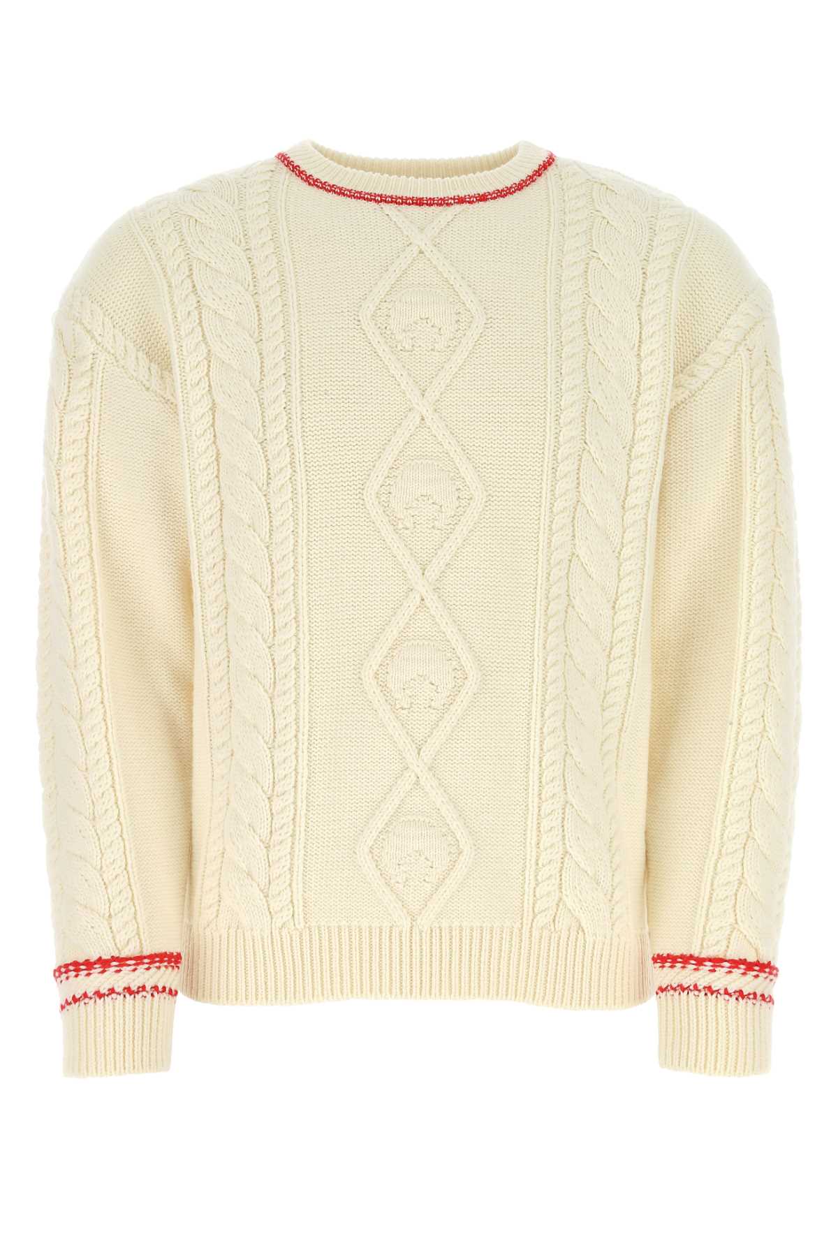Shop Marine Serre Ivory Wool Oversize Sweater In 09