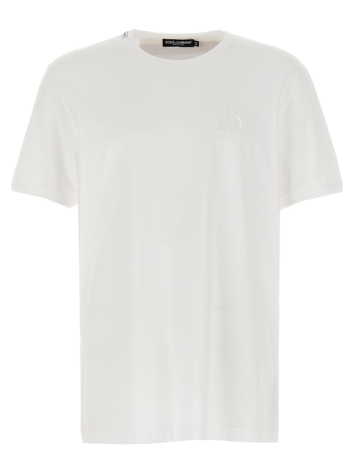 Shop Dolce & Gabbana Logo Embroidered Crewneck T-shirt In Bianco Ottico