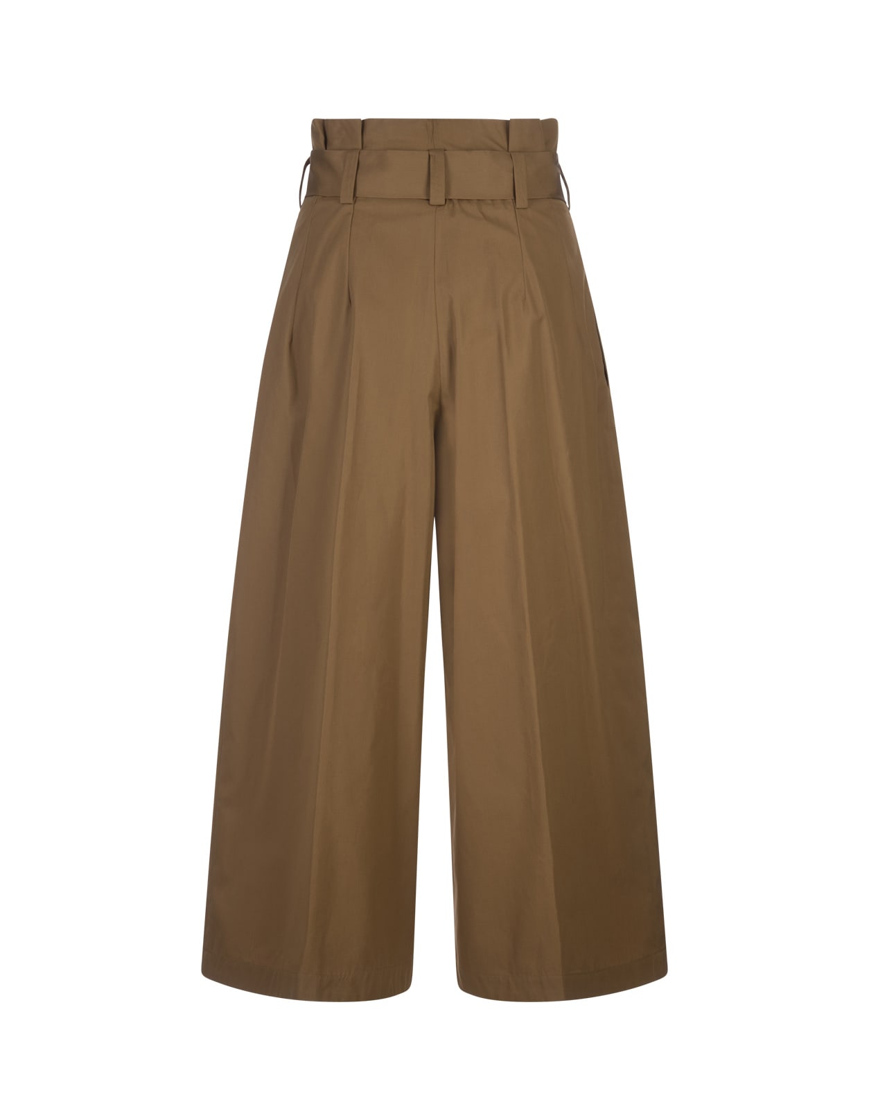 Shop Aspesi Brown Wide Trousers With Belt