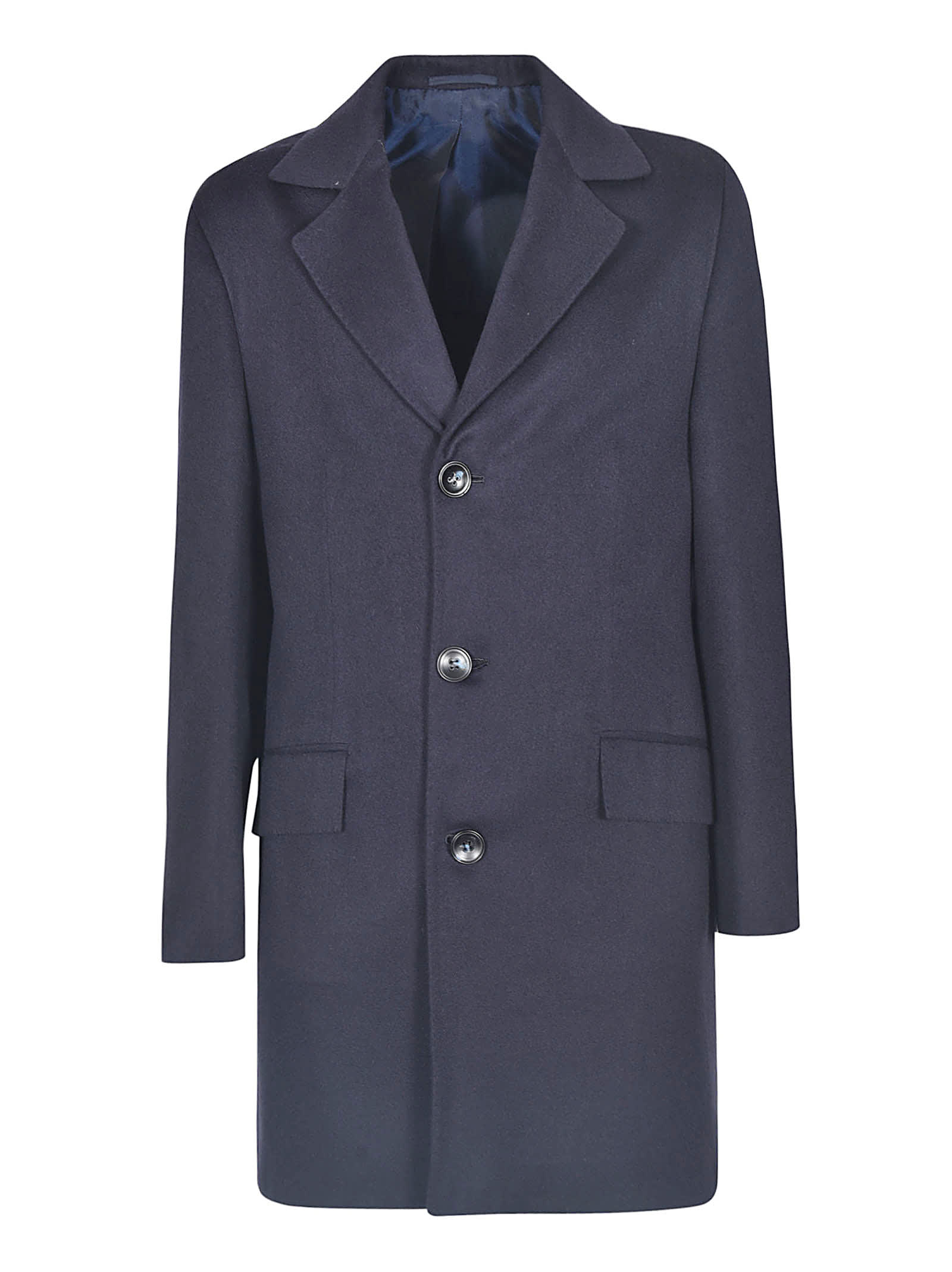 Kiton Single-breasted Buttoned Coat In Blue