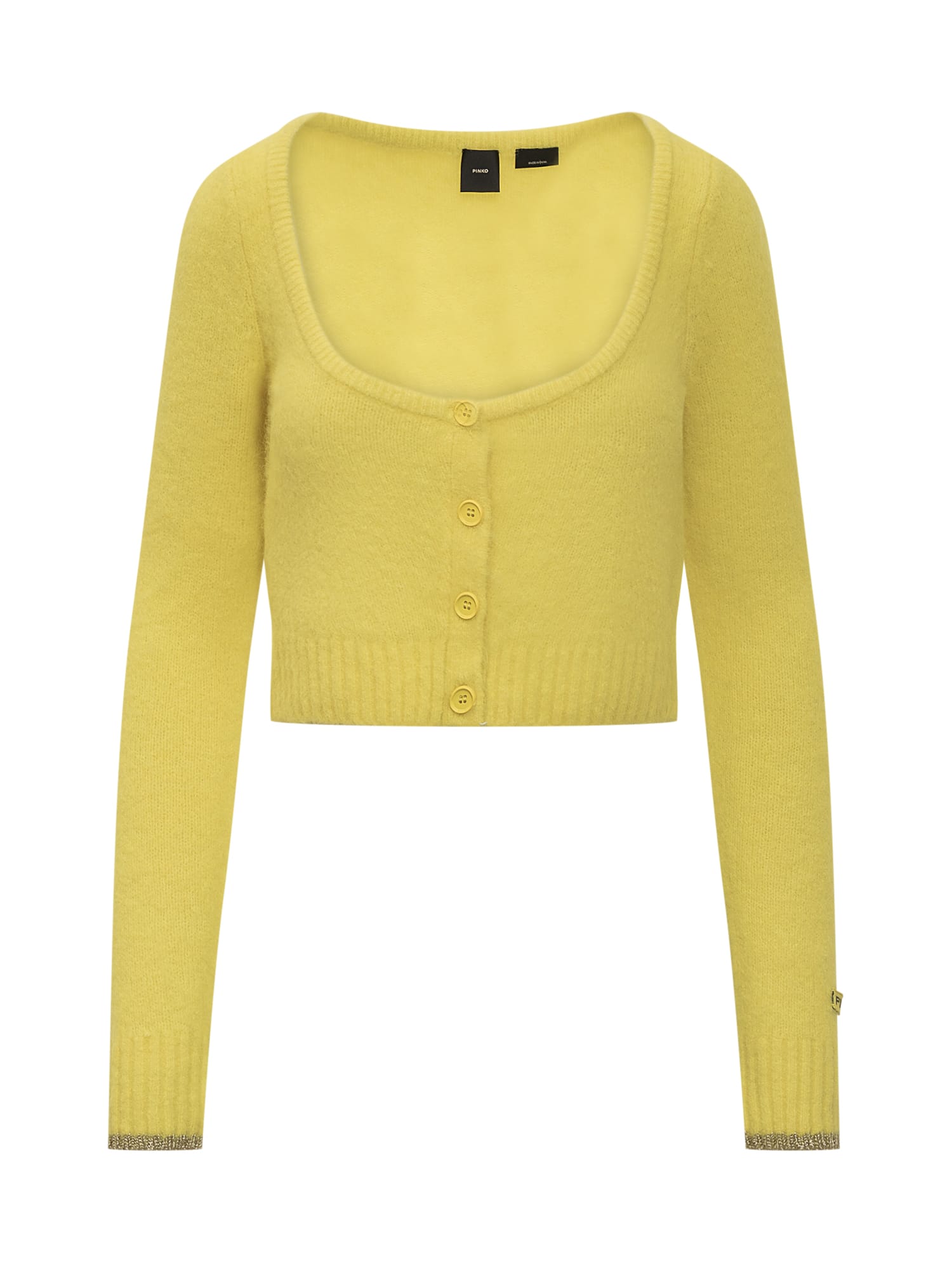 Shop Pinko Colorpoint Cardigan In Giallo-luce Di Ribalta