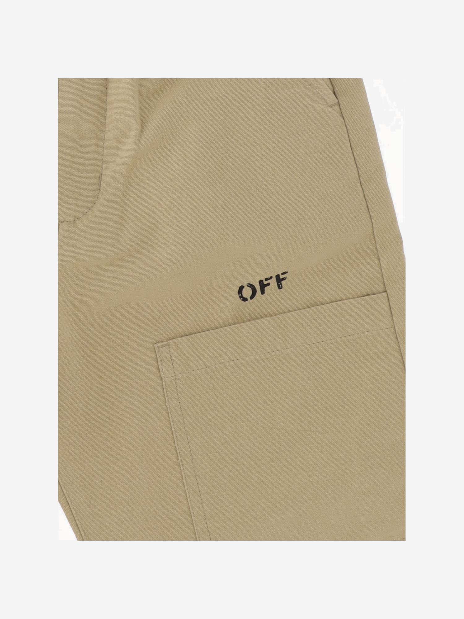 Shop Off-white Cotton Bermuda Shorts With Logo In Beige