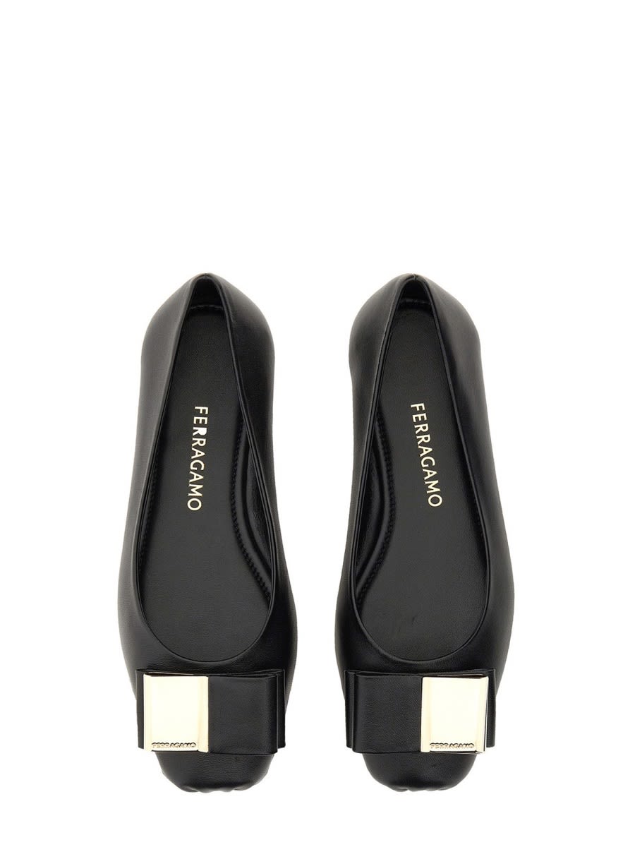 Shop Ferragamo Ballerina With Double Bow In Black