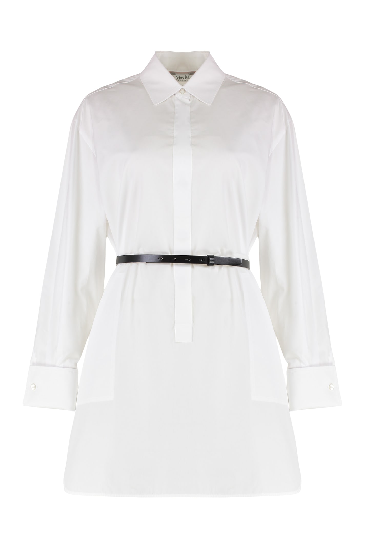 Max Mara Alcade Poplin Oversized Mini Dress Clothing In White
