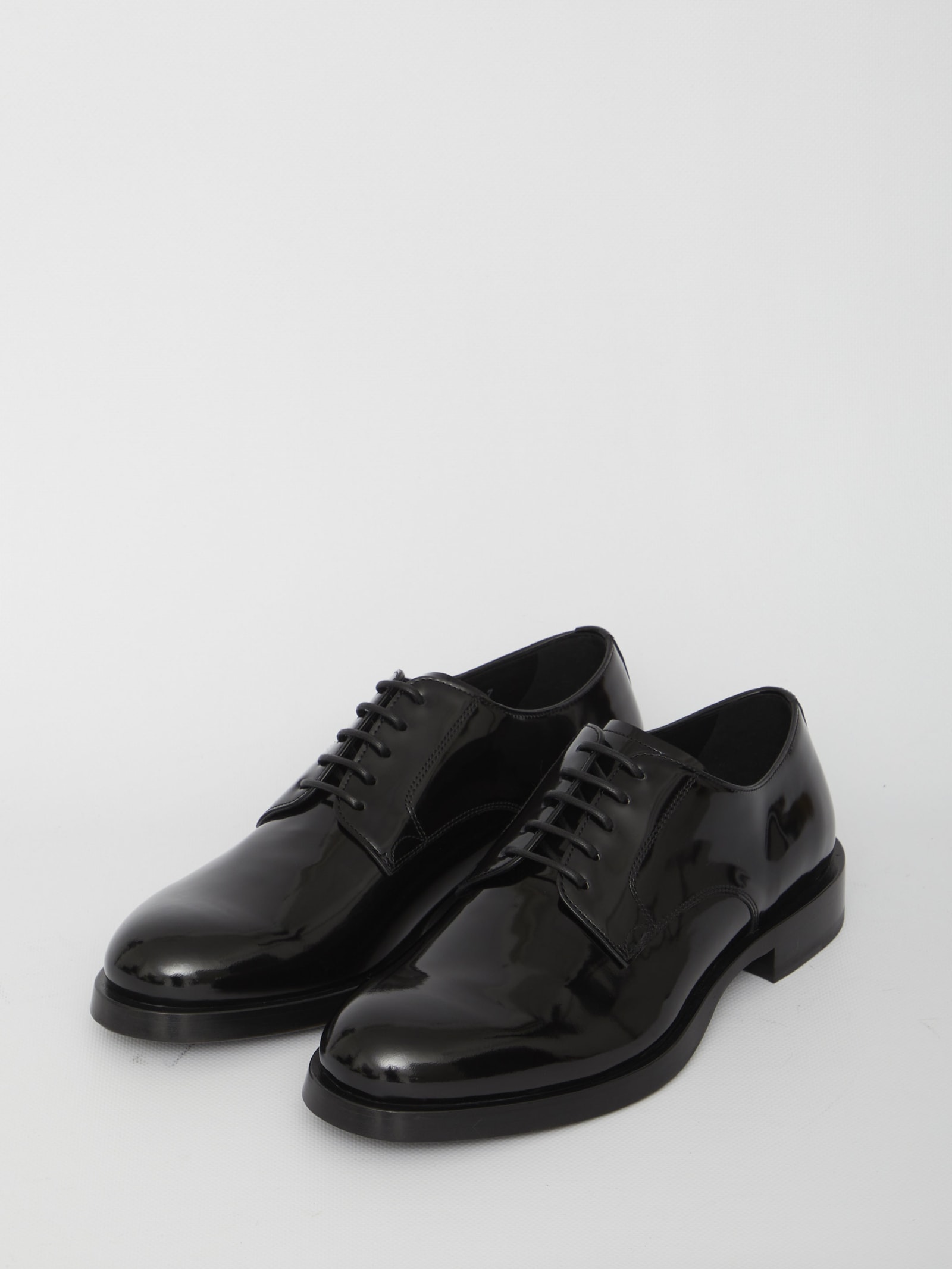 Shop Dolce & Gabbana Leather Derby Shoes In Black