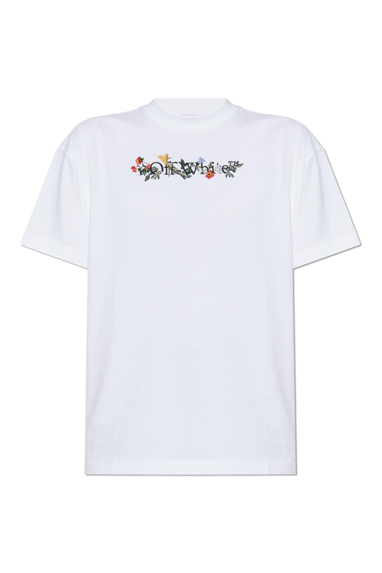 Off-white White T-shirt With Embroidered Floral Logo