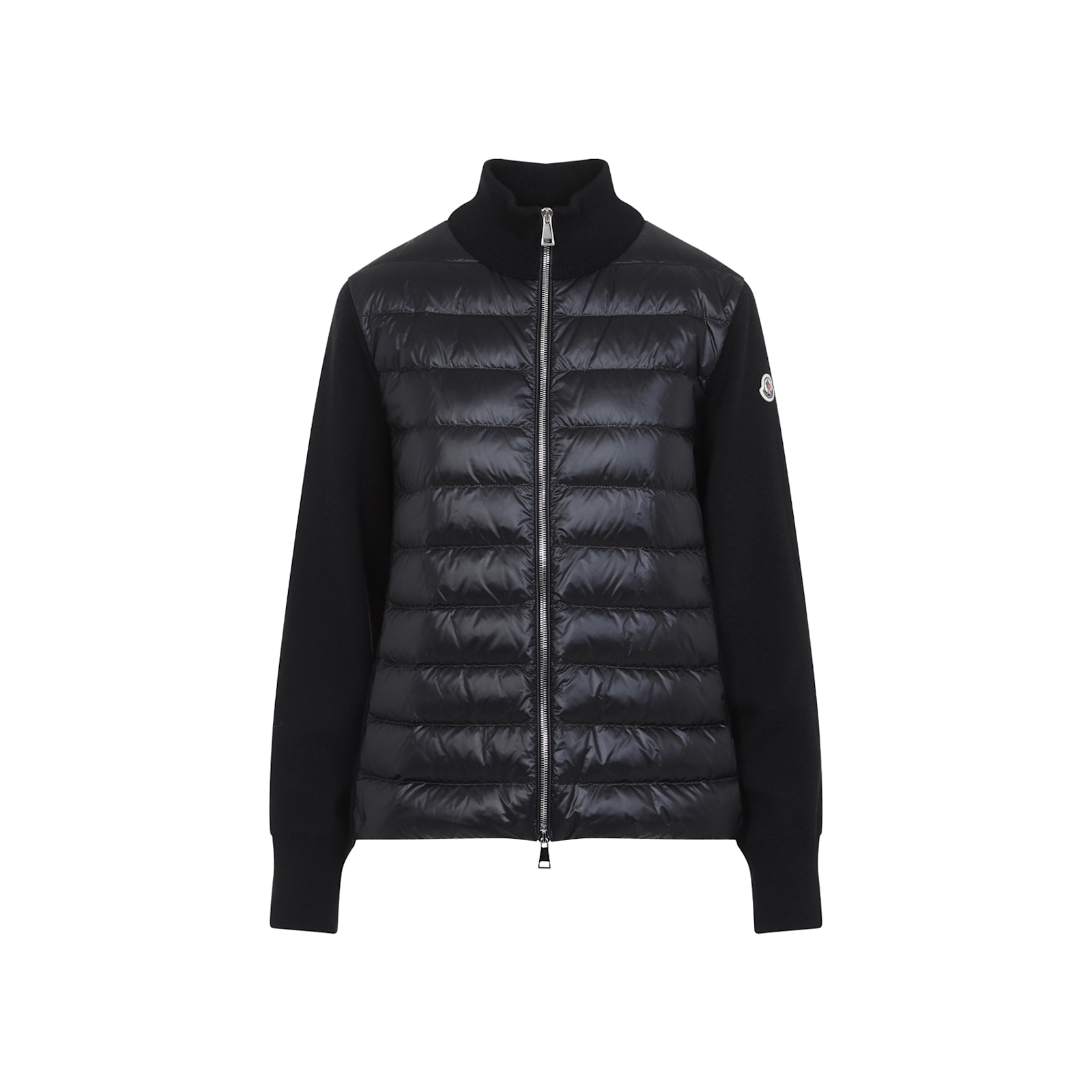 Moncler Women Nylon Down Jacket With Virgin Wool Inserts In Black
