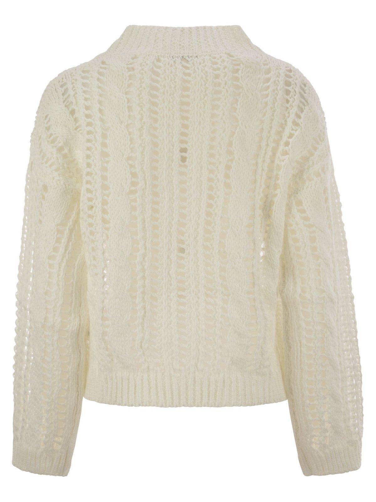 Brunello Cucinelli Cable-knit Mesh Jumper In Panama