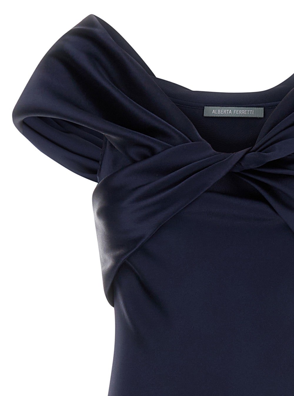 Shop Alberta Ferretti Blue Draped Satin Long Dress In Silk Blend Woman