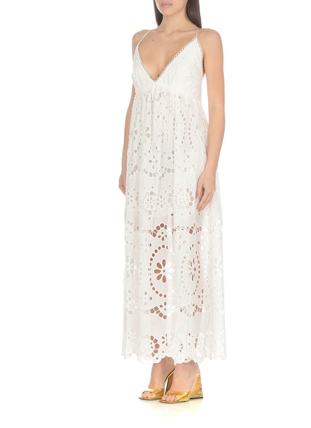 Shop Zimmermann Lexi Embroidered Scallop Edge Slip Dress In Bianco
