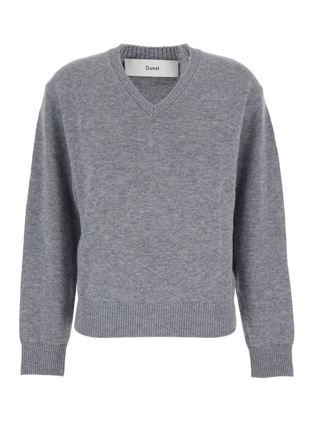 Dunst Unisex Cashmere V-neck Sweater In Gray