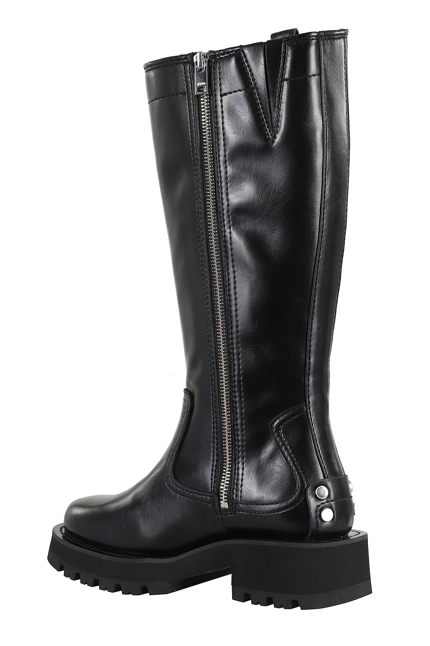 Ganni Studs High Boot Crinkle