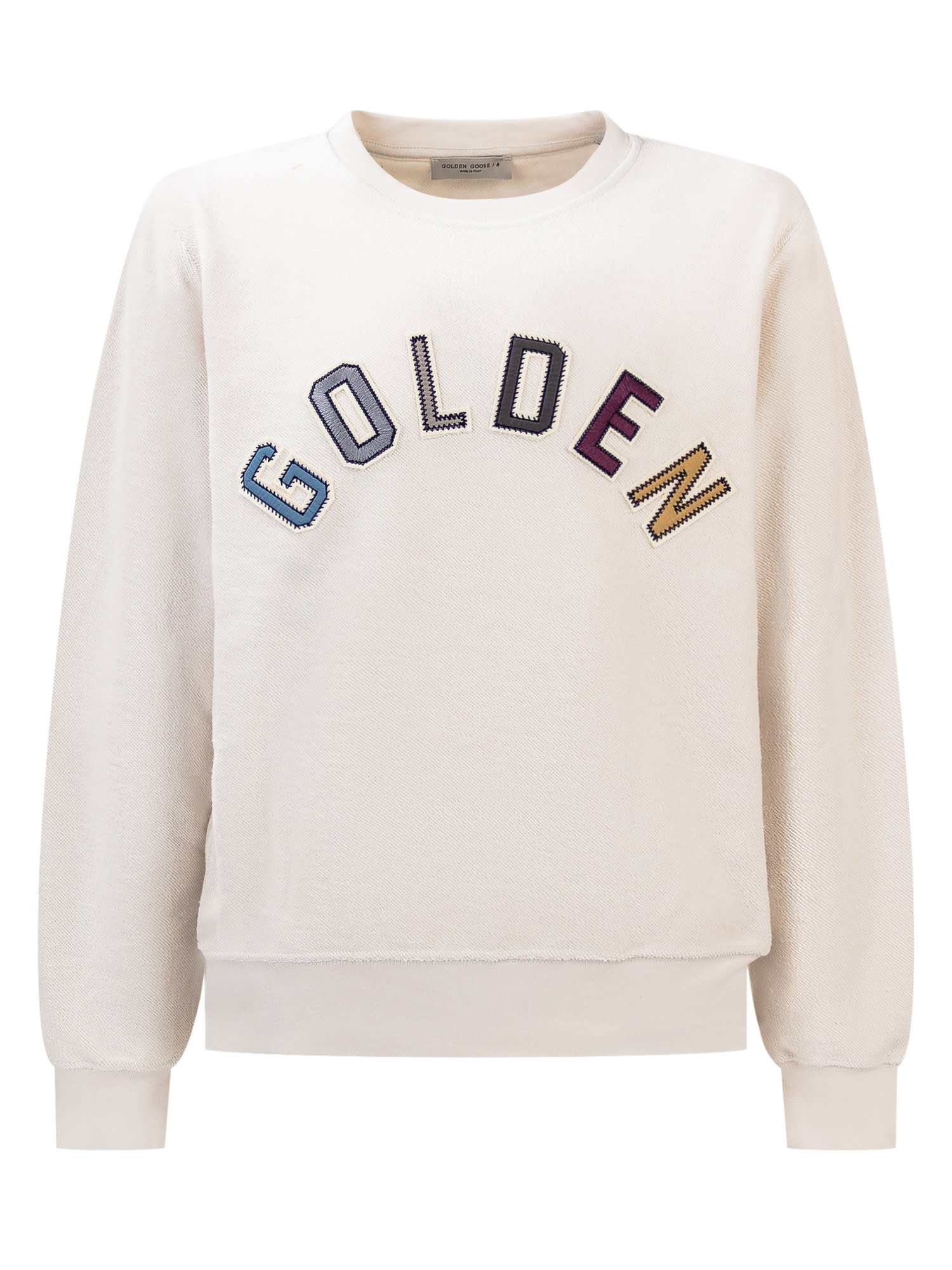 Shop Golden Goose Logo Sweatshirt In Artic Wolf/multicolor