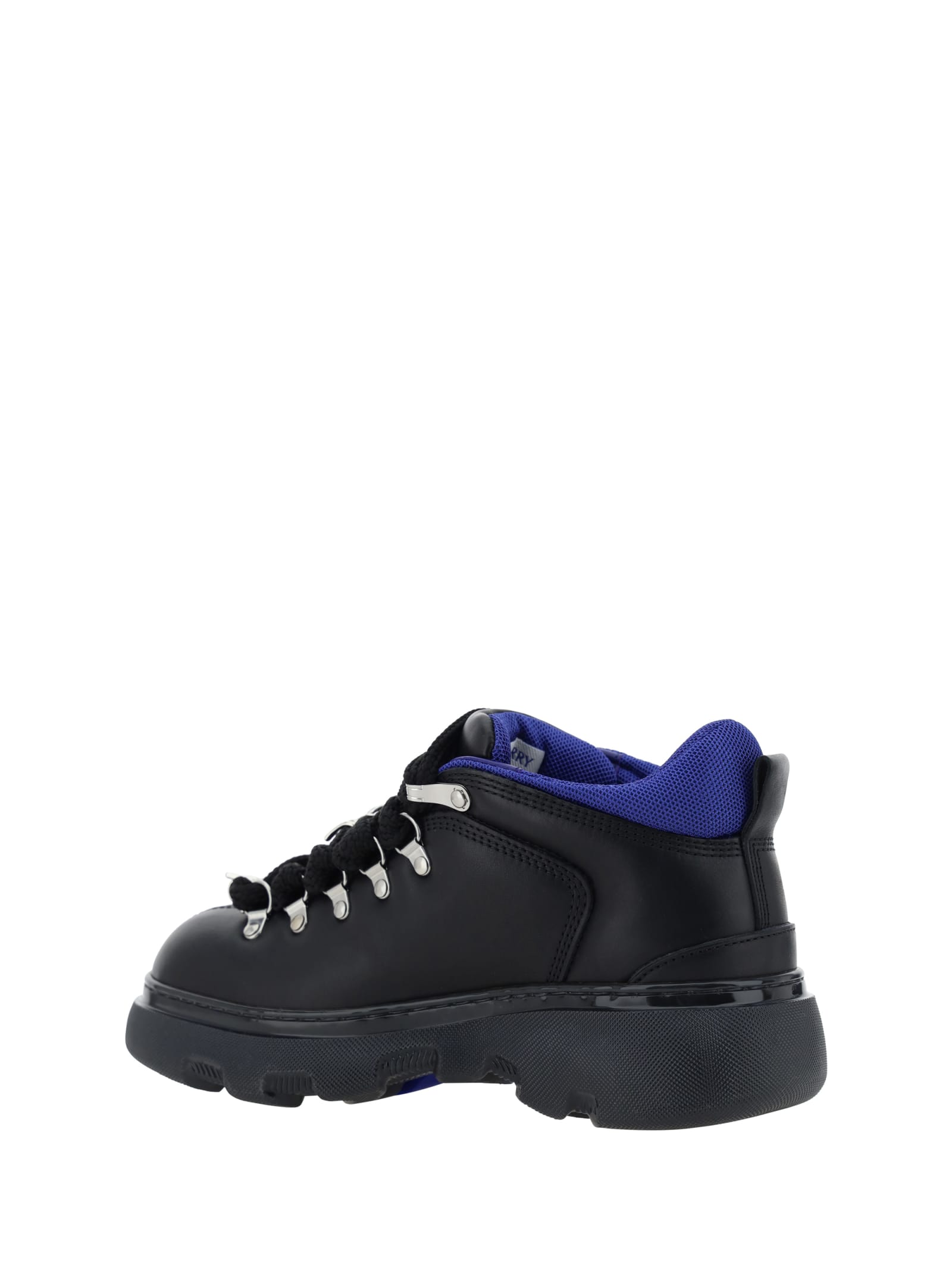 Burberry Leather Solid Color Hiking Booties In Black